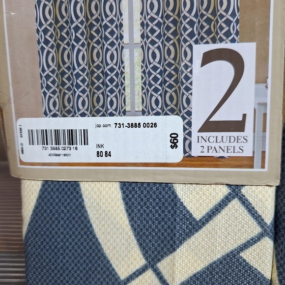 2 Rod Pocket Panels Trellis Style Sutton Ink Curtain Perfect Pair 40" X 84" - Picture 6 of 12